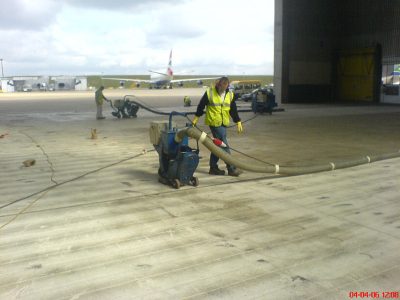 Heathrow hanger floor preparation
